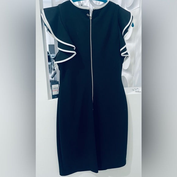 Elegant Black and White Ruffle Dress - Picture 2 of 8